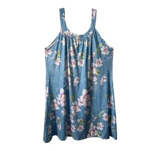 Blue Time Sleep Dress Womens 2XL Blue Floral Sleeveless Nightgown Excellent